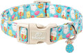 Easter Dog Collar for Small Dogs - Cute Easter Egg Hunt Dog Collars for Boy Girl Dogs, Playful Bunny & Chick Print, Lightweight Adjustable Spring Holiday Dog Collar S