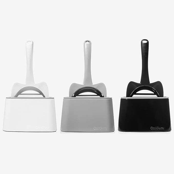 CatGuru Cat Litter Scoop, Jumbo Litter Scoop, Litter Scooper with Deep Shovel & Long Handle, Super Fast Sifter, Durable Kitty Litter Scoop, Cat Stuff, Kitten Supplies (White)