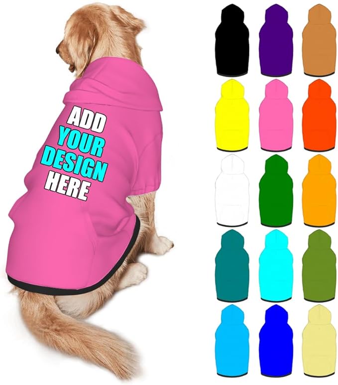 Personalized Dog Hoodie Customized with Name Photo Pet Warm Sweater Hoodie for Medium Large Dogs & Cat Puppy, HotPink, M