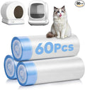 60 Count Cat Litter Box Liners Compatible with MeoWant-SCO1 & MeoWant-SCO2, Cat Litter Liners for Automatic Litter Box, Thick Heavy Duty Waste Bags with Drawstrings, 18.11" x 12.6"