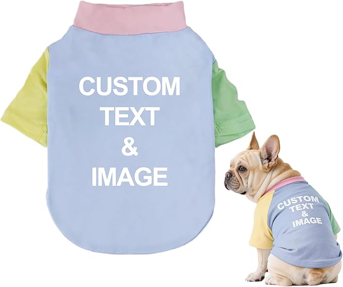 Custom Dog Shirt,Personalized Pet Apparel with Name Text Photo Image,Lightweight Breathable Puppy Kitten Cotton Vest for Small Medium Large Dogs Cats,Puppy Gift (Dopamine Blue, Small)