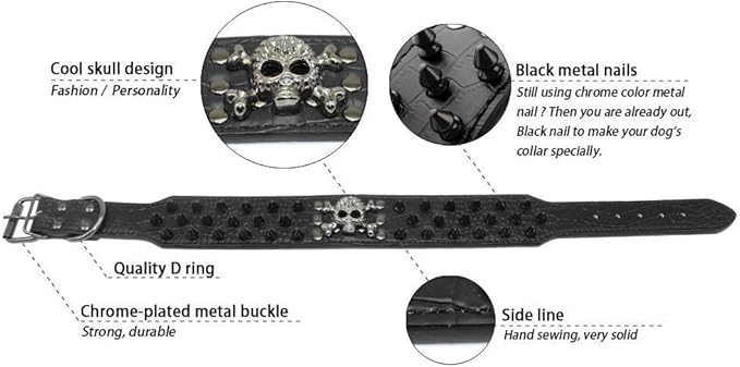 Serijoars Spiked Studded Dog Collar, PU Leather Dog Collar, Adjustable Pet Collars for Medium or Large Breed Pet (M, Leopard2)
