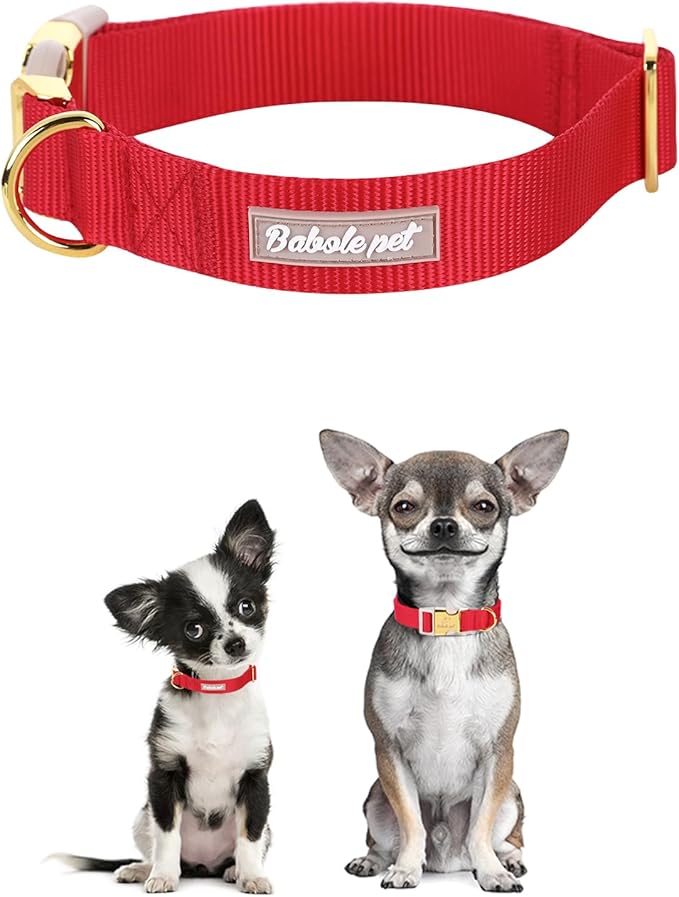 Nylon Dog Collar - Adjustable Burgundy Red Soft Webbing Dog Collars for Small Medium Large Dogs Boy Girl Puppy Collar with Safety Metal Buckle S