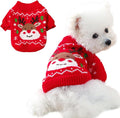Christmas Dog Outfit Red Puppy Sweater for Small Dogs Girl Boy Elk Snowflake Cat Knitwear Reindeer Knitted Pet Clothes Santa Deer Costume for Chihuahua Yorkie Poodle (Red-2, Large)
