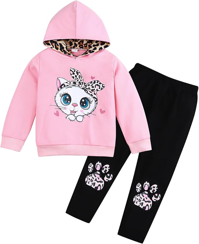 Toddler Baby Girls Clothes Long-sleeve Tie Dye Hoodie Sweatshirt Pants Hooded Outfit Set