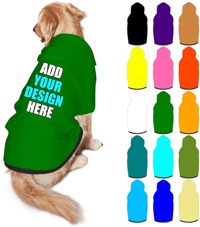 Customized Dog Hoodie with Name Logo Personalized Text Soft & Warm for Puppy Sweatshirt Hooded for Small Medium Large Dogs Girl/Boy Cats/Kitten, Green, S