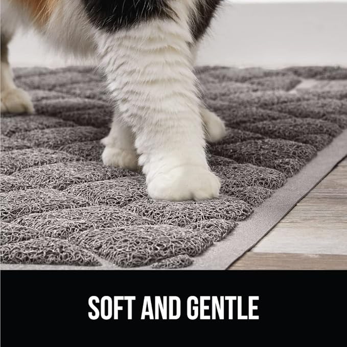 GORILLA GRIP Cat Litter Box Mat, Water Resistant, US Designed Kitty Litter Trapping Mats, Easy to Clean, Scatter Control, Less Mess and Clean Floors, Kitten Supplies for Indoor Cats 24x17 Grey 2 Pack