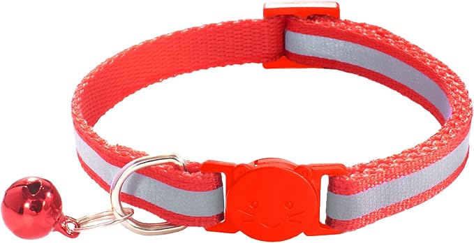 3 Pack Reflective and Breakaway Cat Collars with Bells，Adjustable Kitten Collars from 7.5 to 12.5 Inches, Ideal of Kitten Collar, Suitable for Girls and Boys (Red)