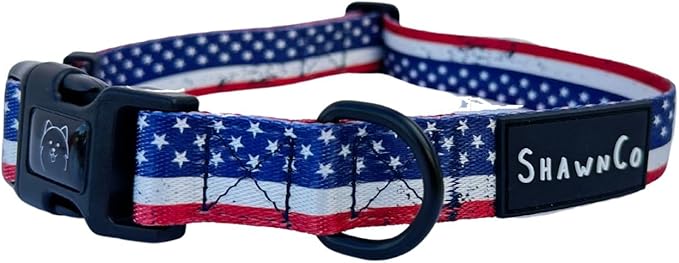 ShawnCo Dream Walk Dog Collar- Premium, Adjustable and Comfortable Pet Collar for Small, Medium, Large and Extra Large Dogs (XL, Stars and Stripes)
