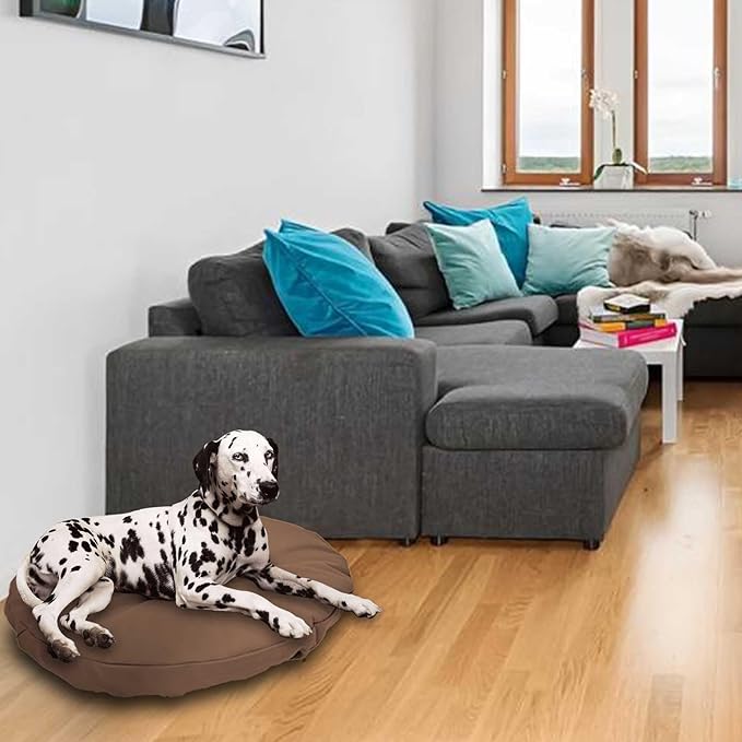 Dog Bed Cover Waterproof Replacement Machine Washable Covers for 30x30 Inch Dog Bed Heavy Duty Scratch Resistant Mattress Protector Pet Bed Round Brown Cover Only