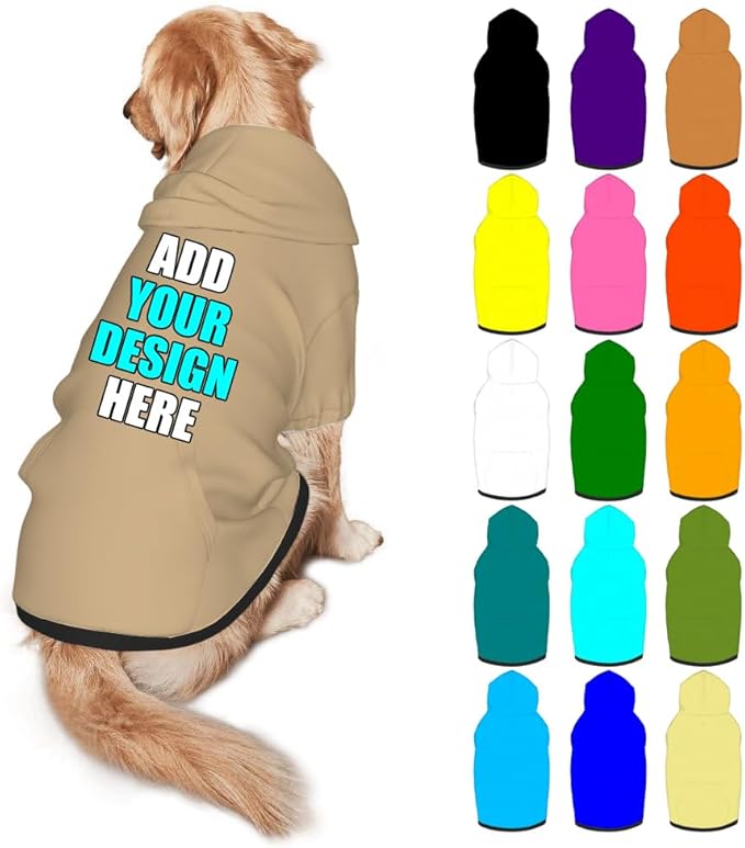 Custom Dog Clothes with Photo Name Logo Personalized Dog Sweaters for Small Medium Large Dogs Breathable Warm, Tan, XXL