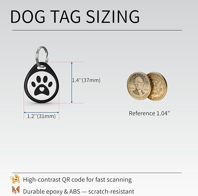 2 Pack QR Code Dog ID Tags for Collar, Smart Personalized Pet ID Tag with Online Profile, Scan to Contact Owner, No Battery No Subscription, Anti-Lost Dog Tag (1.2")