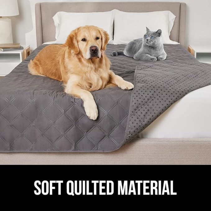 GORILLA GRIP Waterproof Bed Cover for Dogs, 82x68, Gripped Slip Resistant Backing, Leak Proof Washable Dog Blanket Covers Sofa, Couch, Sectional, Crate, Car, RV Seats, Pet Puppy Essentials, Charcoal