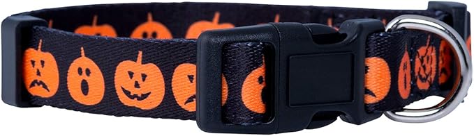 Native Pup Halloween Dog Collar- Spooky Fall Themed Horror Costume Collars- Skull, Pumpkin, Ghost, Bat, Witch, Candy Corn, Spider- Adjustable for Small, Medium, Large Breeds (Large, Big Pumpkins)