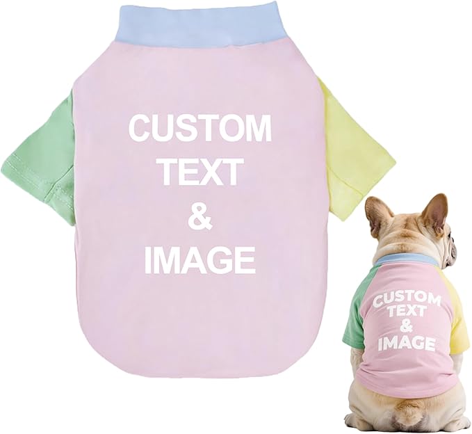 Custom Dog Shirt,Personalized Pet Apparel with Name Text Photo Image,Lightweight Breathable Puppy Kitten Cotton Vest for Small Medium Large Dogs Cats,Puppy Gift (Dopamine Pink, Small)