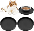 BNOSDM 2 Pack Cat Feeding Mat Pet Silicone Food Mat Black Dog Feeding Mats for Food and Water Nonslip Waterproof Feed Mats Round Eating Plate for Small Cats and Dogs (7.1in)