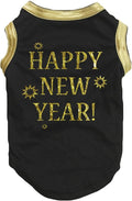 Petitebella Bling Happy New Year Puppy Dog Shirt (Black/Bright Gold, XXX-Large)