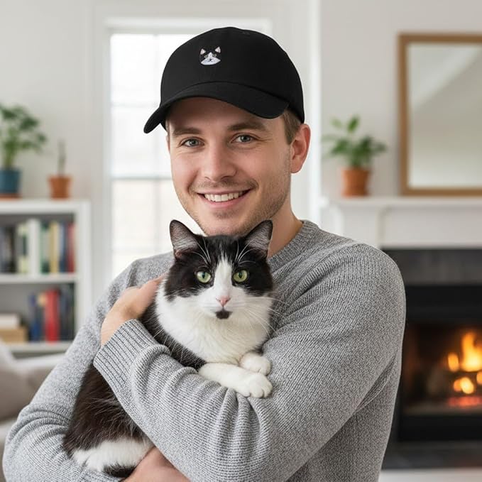 Cat Mom & Dad Hats for Proud Cat Parents | for Men & Women | Embroidered Text - Adjustable Fit - 100% Cotton
