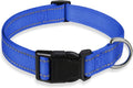 Reflective Dog Collar with Buckle Adjustable Safety Nylon Collars for Small Medium Large Dogs, Navy Blue L