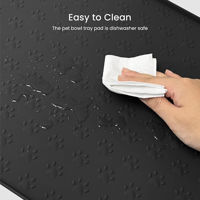 Dog Food Mat Anti-Slip Silicone Dog Bowl Mat Thicker Pet Placemat Waterproof Cat Feeder Pad with Raised Edge Puppy Kitten Feeding Mats Suitable Small Medium-Sized Dogs Cats Eating Tray