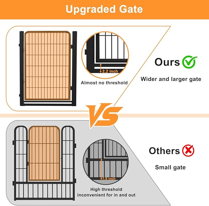 Dog Fence Outdoor Pens Outside,Portable Dog Play Pen 40" H 12 Panels Pet Playpen Exercise Pens for Puppys Small Medium Large Dogs RV Camping Yard Garden Indoor Wide Gate