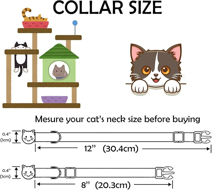 Elegant little tail 2 Pack Cat Collar-Pink Print Cotton Breakaway Cat Collars with Bell Pendant Kitten Boy Girl Safety Adjustable Collar for Small Cats Puppy