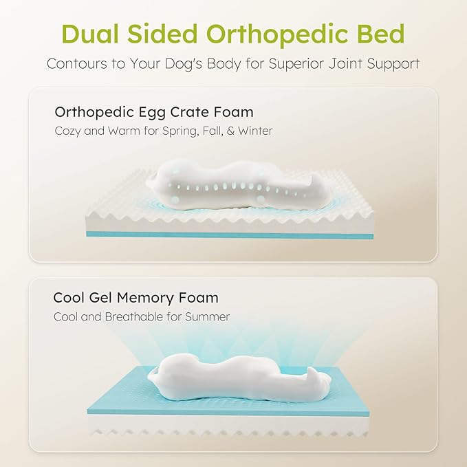 Extra Large Dog Bed, Orthopedic Dog Bed with Cooling Gel Memory Foam, Waterproof XL Pet Bed with Removable Washable Cover, 42" Pet Sofa Couch Dutch Velvet with Bone Toy, Black