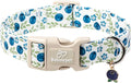 Spring/Summer Dog Collar for Medium Dogs - Fresh Blueberry Girl Boy Dog Collars, Soft Lightweight Puppy Collar, Breathable Adjustable Male Female Fruit Floral Dogs Collars M