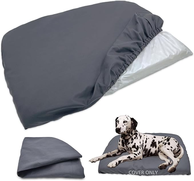 Dog Bed Cover Waterproof Replacement Machine Washable Covers for 47x29 Inch Dog Bed Heavy Duty Scratch Resistant Mattress Protector Pet Bed Cover Only Grey