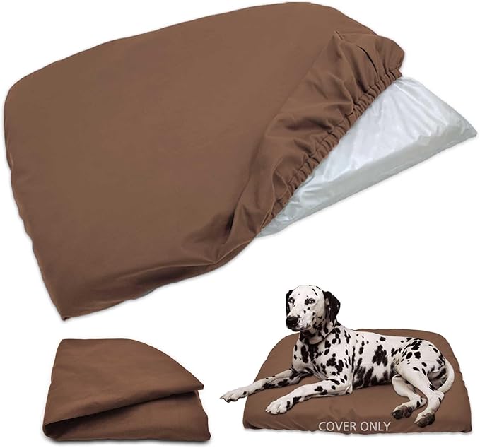 Dog Bed Cover Waterproof Replacement Machine Washable Covers for 41x27 Inch Dog Bed Heavy Duty Scratch Resistant Mattress Protector Pet Bed Cover Only Brown