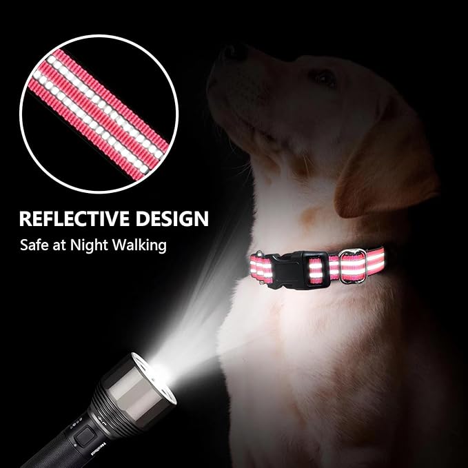 Martingale Dog Collar, Adjustable Nylon Reflective Collar with Quick Release Buckle (Hot Pink, Small)