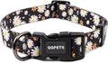 QQPETS Adjustable Soft Dog Collar: Print Flower Pink Multicolor Cute Patterns for XS Small Medium Large Pet Girl Boy Puppy Walking Running Training (M, White Daisy)
