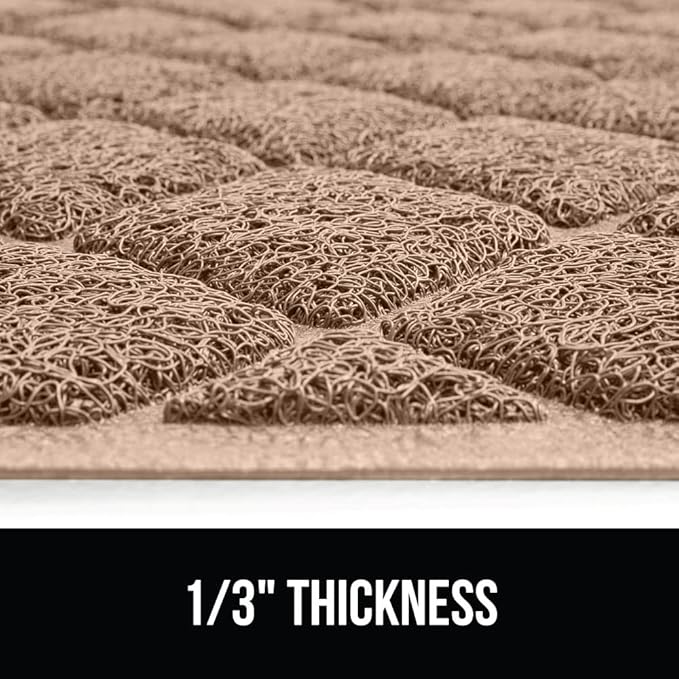 GORILLA GRIP Cat Litter Box Mat, 35x23 2 Pack, Water Resistant, US Designed Kitty Litter Trapping Mats, Easy to Clean Scatter Control, Less Mess and Clean Floors, Kitten Supplies for Indoor Cats Beige