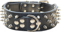 Serijoars Spiked Studded Dog Collar, PU Leather Dog Collar, Adjustable Pet Collars for Medium or Large Breed Pet (L, Black1)