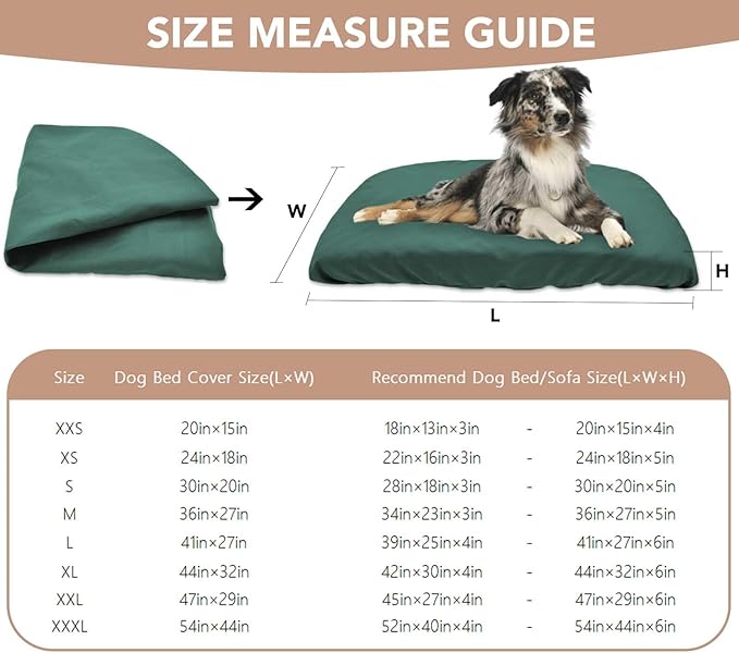 Dog Bed Cover Waterproof Replacement Machine Washable Covers for 20x15 Inch Dog Bed Heavy Duty Scratch Resistant Mattress Protector Pet Bed Cover Only Dark Green