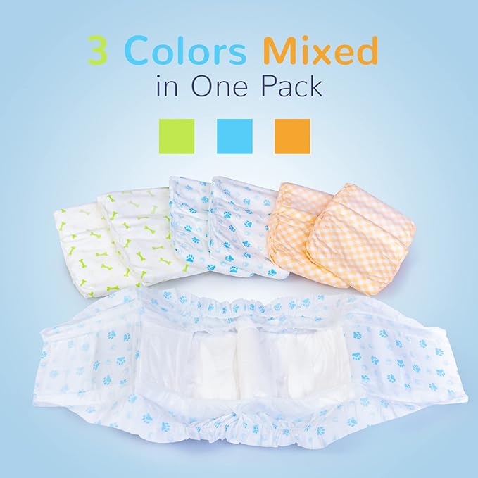Pet Soft Disposable Male Dog Wraps - Dog Diapers for Male Dogs, Puppy Diapers 12pcs Small