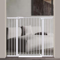 Fairy Baby 38" Extra Tall Pet Gate, 29.5"-48.8" Extra Wide Long Baby Gate, Metal Auto Close Safety Child Toddler Gate, Pressure Mounted Dog Gate No Climb Fence for Stairs Doorways Kid or Pet, White