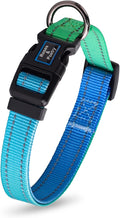 Roses&Poetry Large Dog Collar, Adjustable Reflective Durable Pet Collars for Small Medium Large Dogs (Bluegreen-L)