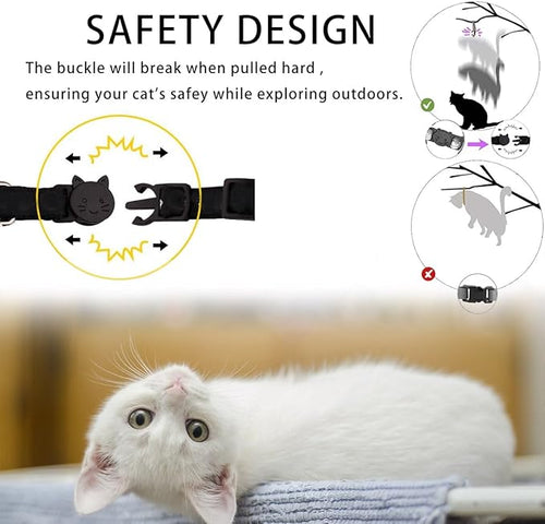 Airtag Cat Collar Breakaway, Safety Kitten Collar with Apple Airtag Holder,Cute GPS Cat Collar with Bell[Black], Lightweigh Tracker Cat Collars for Girl Boy Cats, Kittens and Puppies