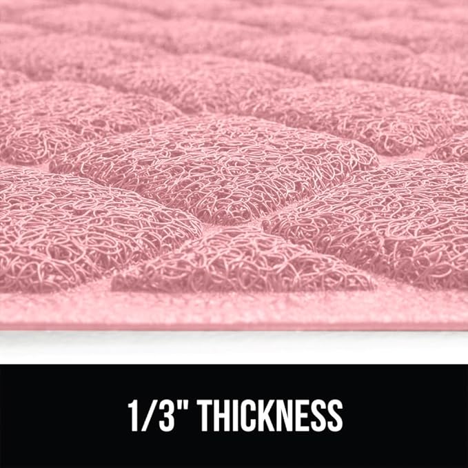 GORILLA GRIP Cat Litter Box Mat, Water Resistant, US Designed Kitty Litter Trapping Mats, Easy to Clean, Scatter Control, Less Mess and Clean Floors, Kitten Supplies for Indoor Cats, 17x11 Light Pink