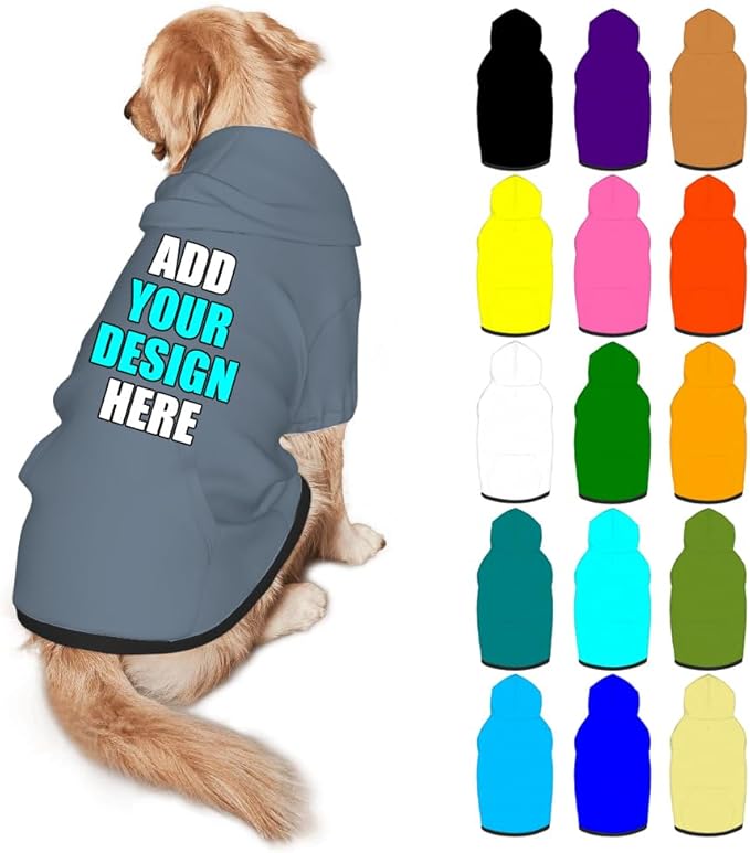 Personalized Dog Hoodie Customized with Name Photo Pet Warm Sweater Hoodie for Medium Large Dogs & Cat Puppy, SlateGray, XXL