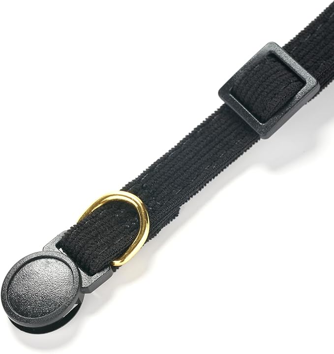 Soft Corduroy Cat Collar with Bell and Bowtie, Safety Breakaway Clasp, Adjustable for Kitten and Cats Black Color.