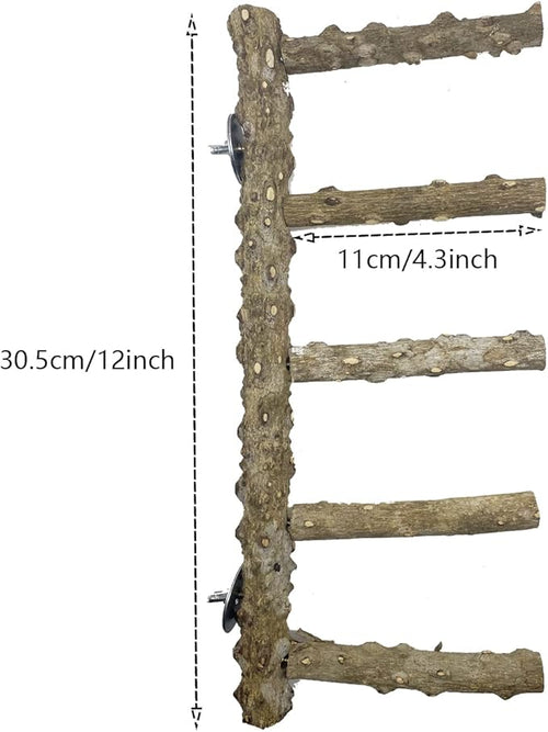 Allazone 3 PCS Nature Wood Bird Ladder Perch Nature Wood Stand Parrot Chew Toy Cage Hanging Pet Cage Bird Climbing Step Ladders for Small Animal