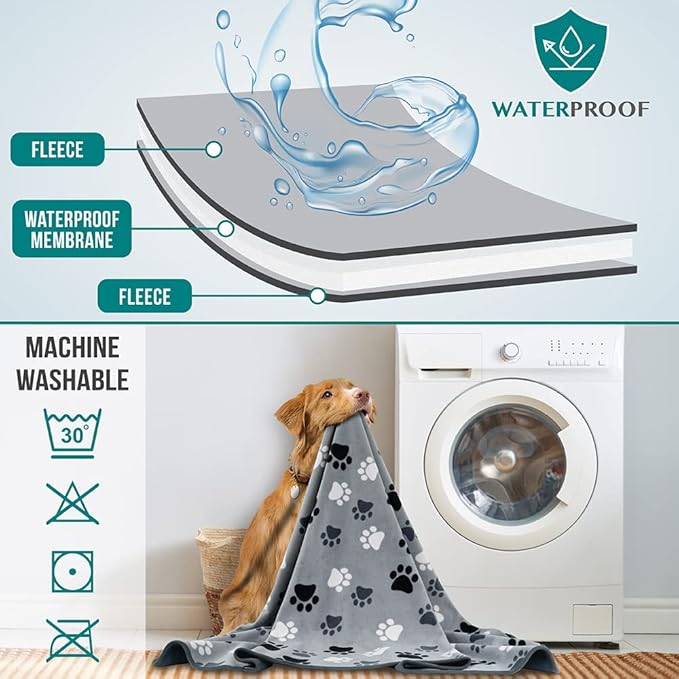 PetAmi Waterproof Dog Blanket for Medium Large Pets Dogs Cats, Pet Couch Cover Protector for Furniture, Reversible Washable Soft Fleece Cat Blanket for Bed Couch Sofa, 40x60 (Taupe/Beige)