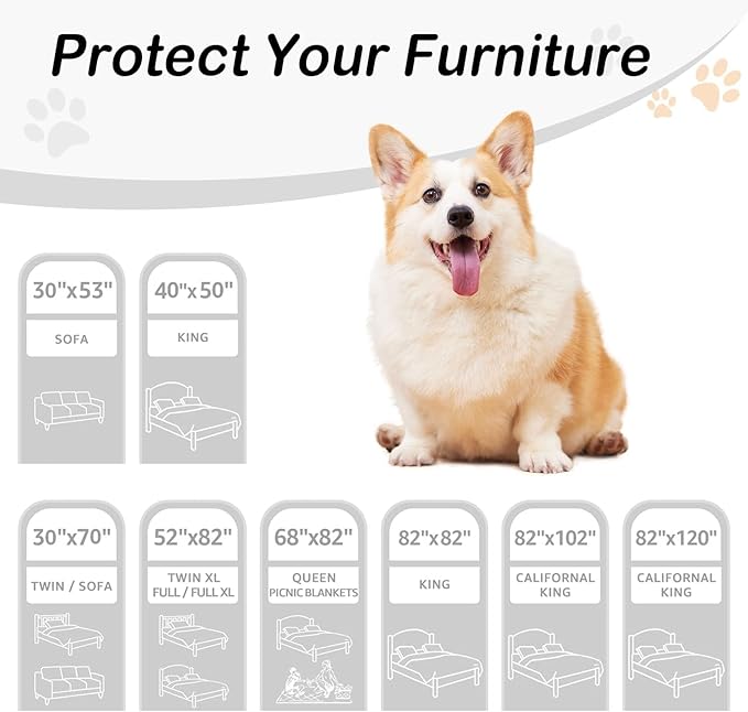 hyha Waterproof Dog Bed Blanket, Soft Pet Blankets, Waterproof Couch Cover for Dogs, Reversible Sofa Covers Washable for Furniture (82x102 Inch, Brown/Beige)