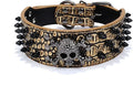 Serijoars Spiked Studded Dog Collar, PU Leather Dog Collar, Adjustable Pet Collars for Medium or Large Breed Pet (S, Gold Brown2)