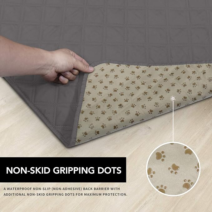Easy-Going 100% Waterproof Dog Bed Cover Washable Couch Cover Non-Slip Sofa Cover Furniture Protector Cover Reusable Incontinence Bed Underpads for Pets Kids Children Dog Cat(52x82 in,Gray)