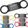 Anavia Slide On Silent Pet ID Tags, S/M/L/XL Personalized Black Stainless Steel Colored Silicone Cat Dog Name Tag, Customized Engraved Nameplate, Quiet Chew-Proof Pet Collar Tag (Black, Small)