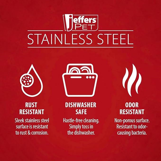 Jeffers Pet Standard Weight Stainless Steel Bowls for Dogs, Cats, Puppies, Kittens, Food & Water, Durable Feeding Dish, Travel, Camping, Indoor Outdoor Use, Dishwasher Safe Pet Accessories -3 Quart