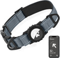 Joytale Airtag Dog Collar, Reflective Pet Collar with Waterproof AirTag Holder, Dual D-Rings, Soft Padded Adjustable for Extra Small and Puppy Dogs, Gray, XS